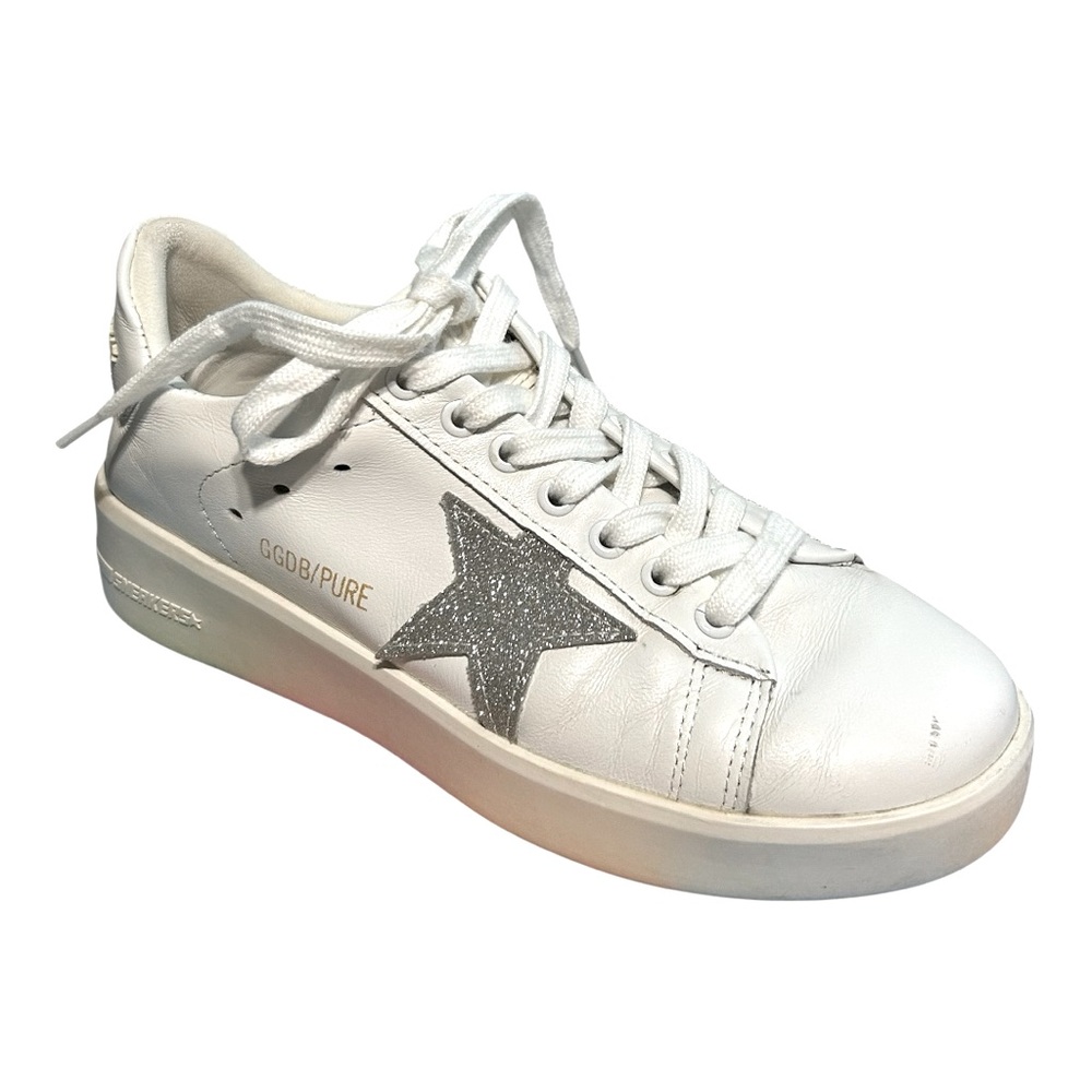 Golden Goose Pure-Star Swarovski Crystal Star Sneakers White and Silver Size 7
